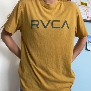 RVCA yellow t shirt with gray RVCA logo size Adult Small